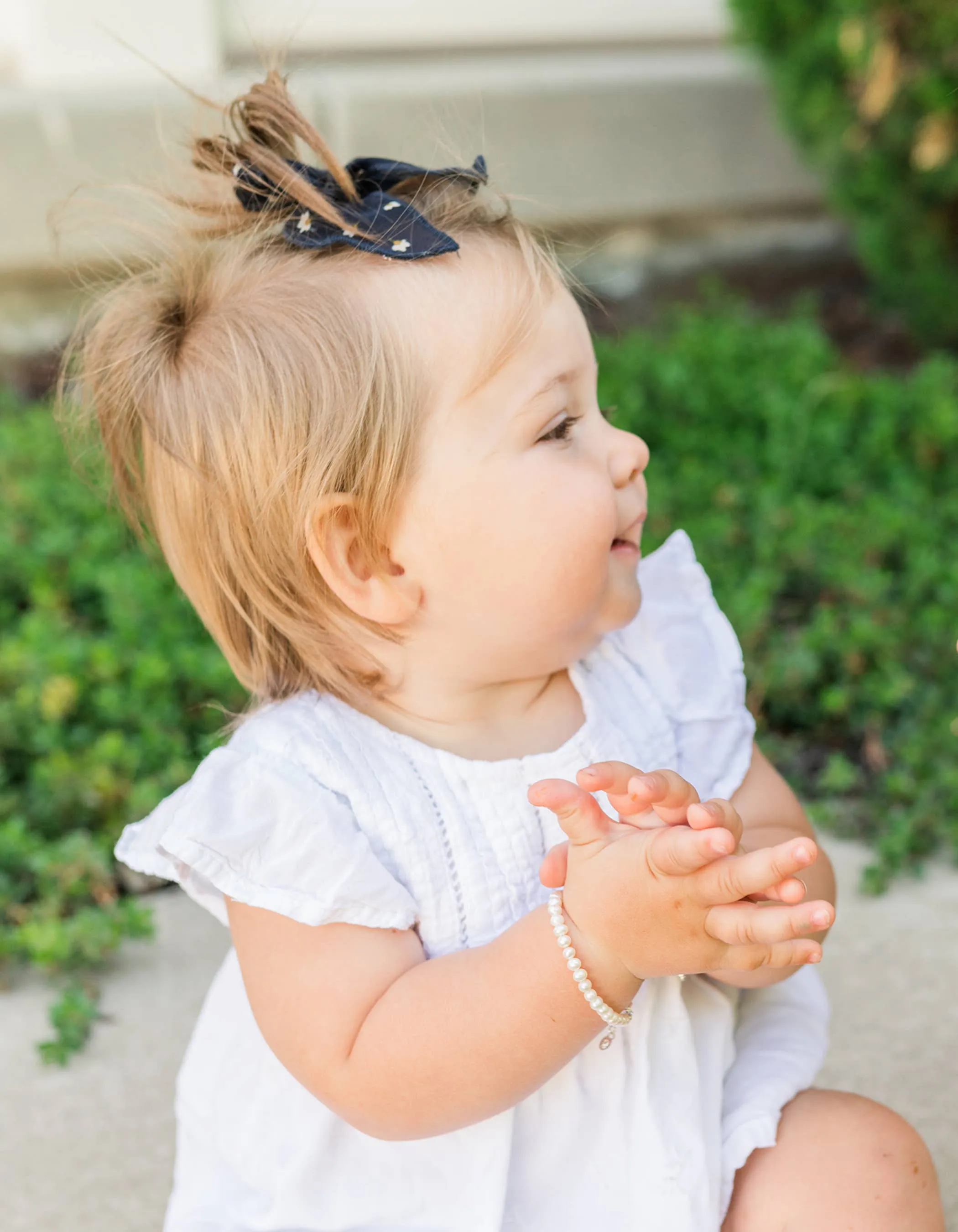 Girls Silver Pearl Baby Baptism Bracelet, 1st Communion Gift: Large 6-12 Years
