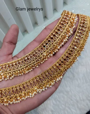 Gold Anklets Jhanjar Payal Indian Jewellery Prince Set