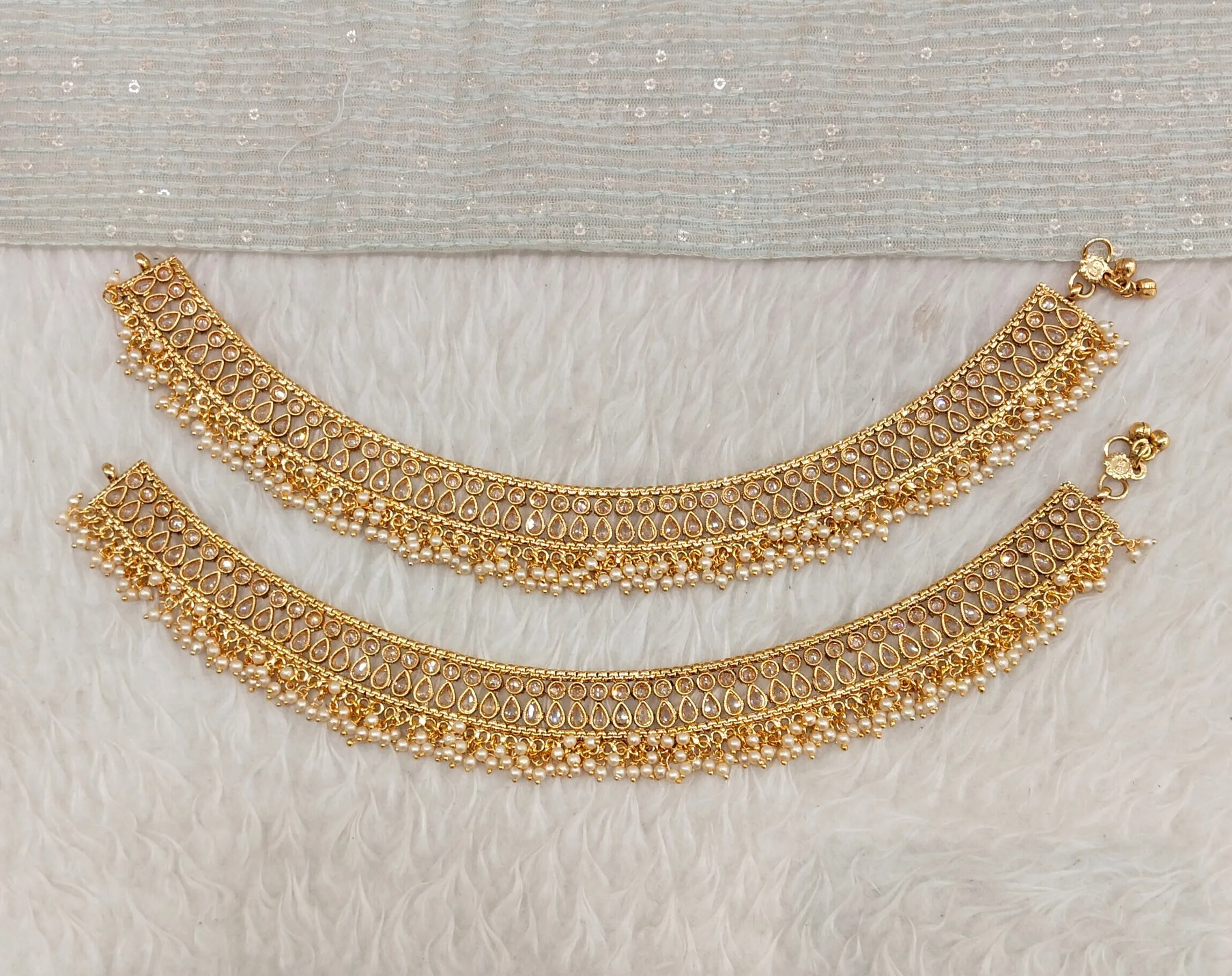 Gold Anklets Jhanjar Payal Indian Jewellery Prince Set