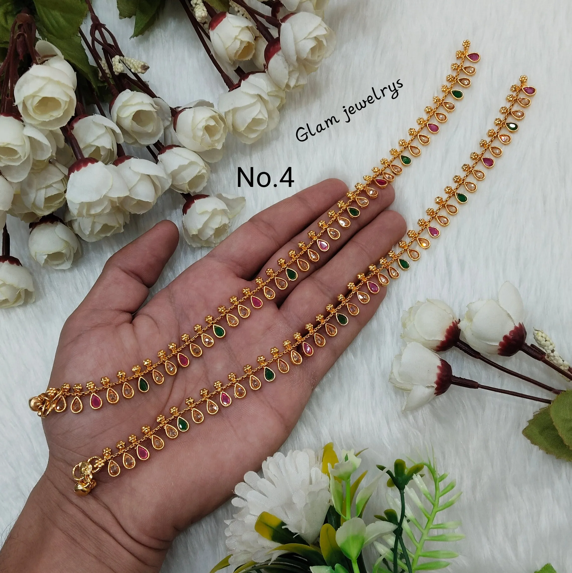 Gold Anklets Jhanjar Payal Indian Jewellery  Set