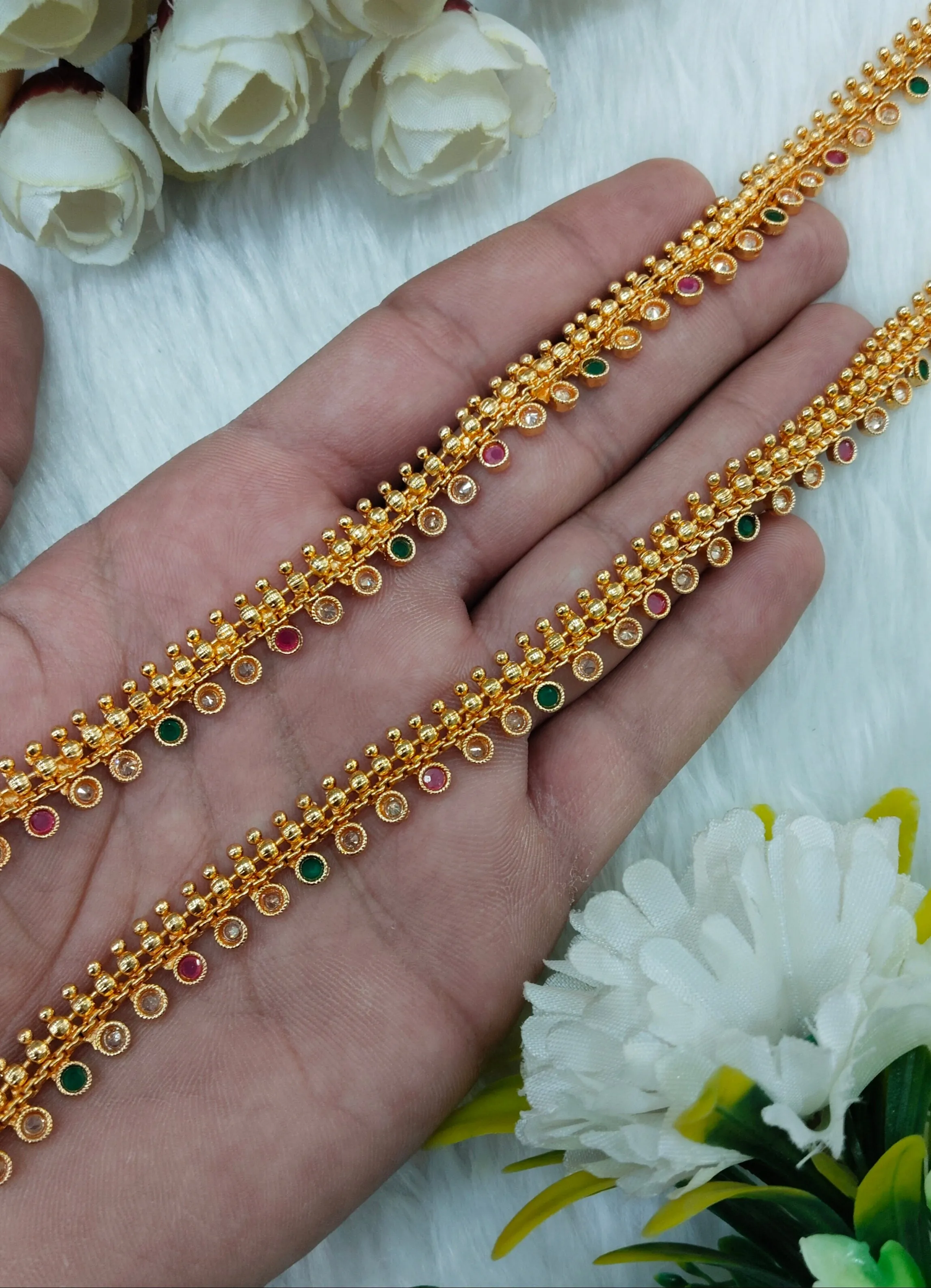 Gold Anklets Jhanjar Payal Indian Jewellery  Set