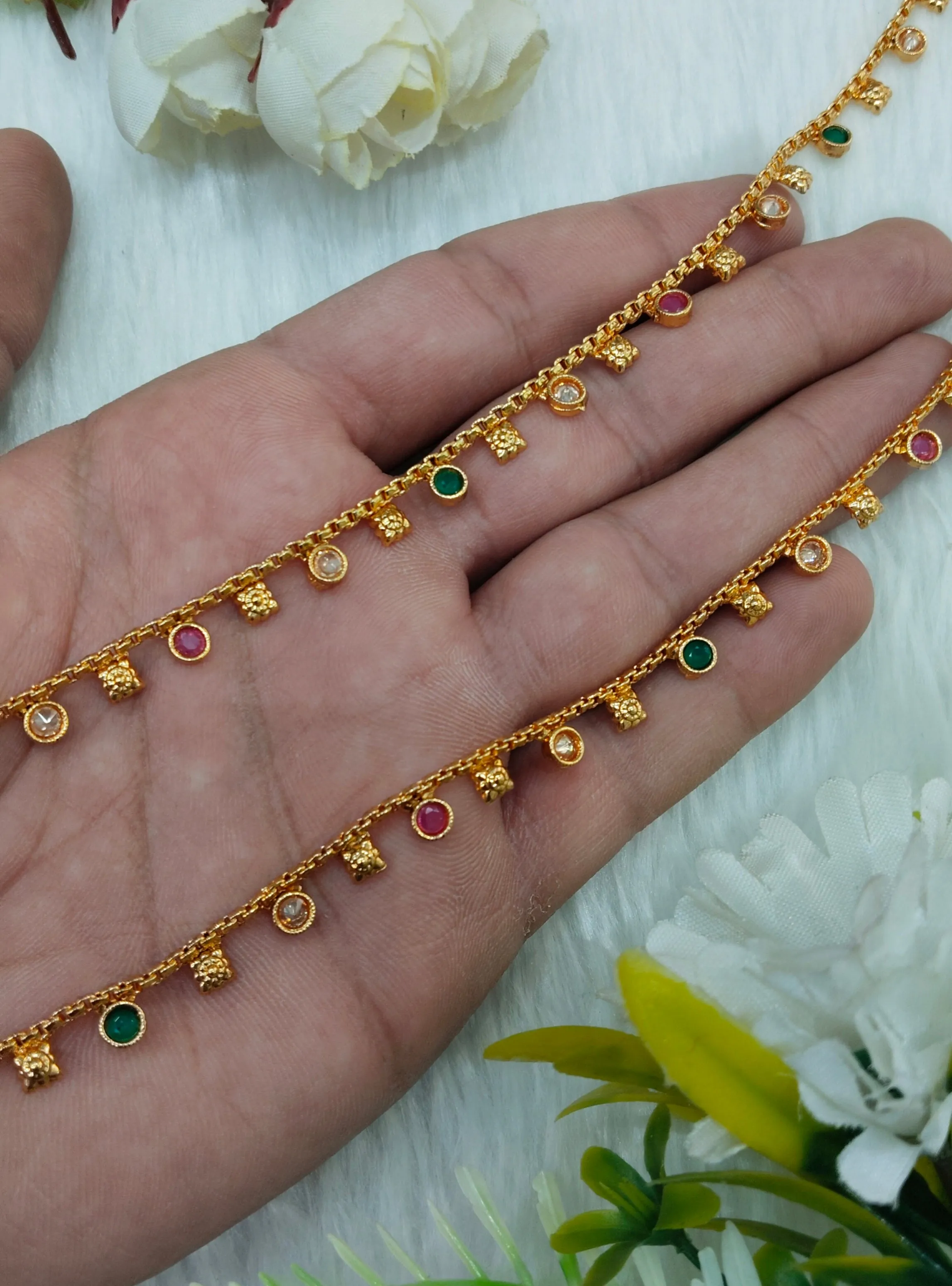 Gold Anklets Jhanjar Payal Indian Jewellery  Set
