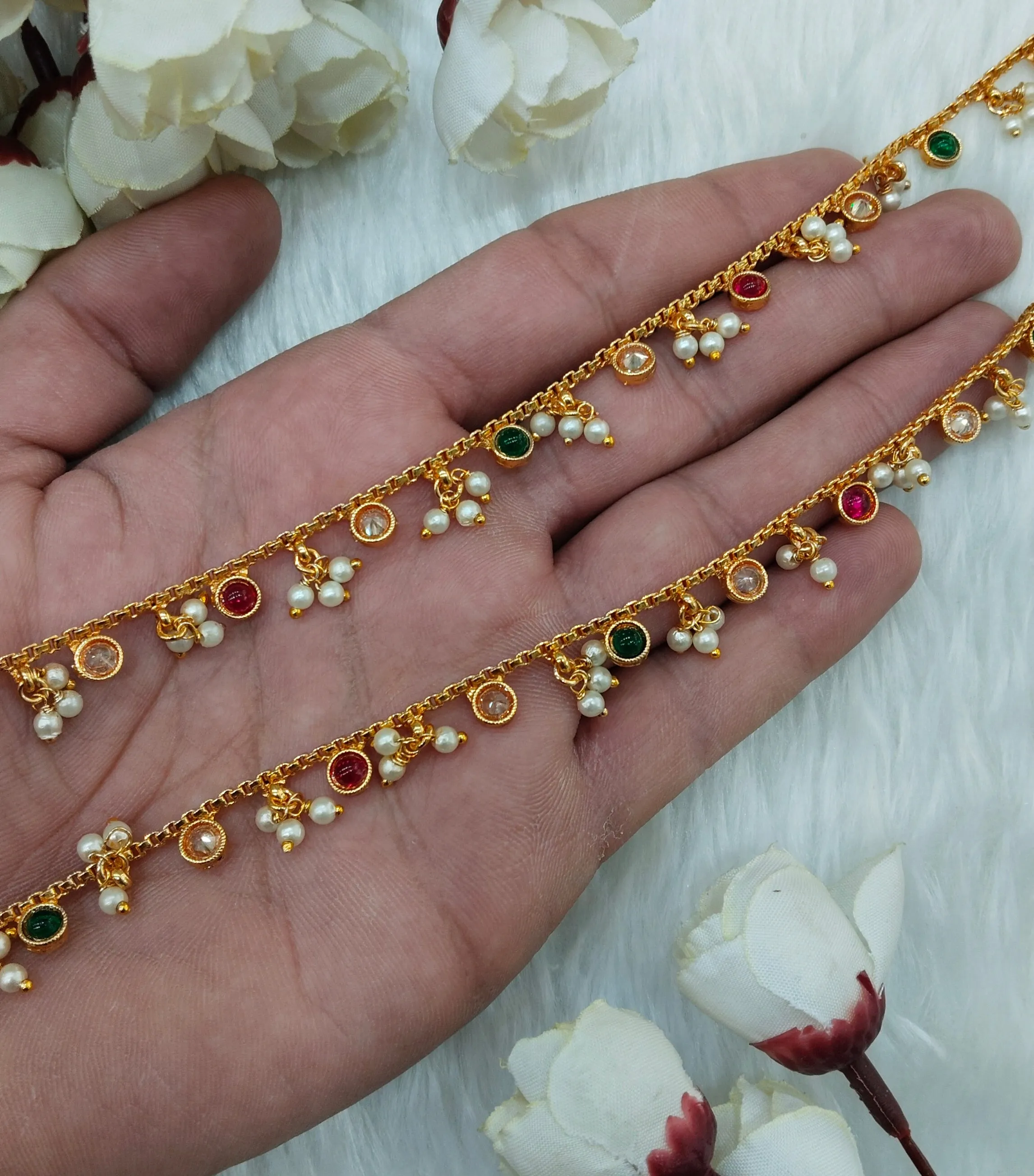 Gold Anklets Jhanjar Payal Indian Jewellery  Set