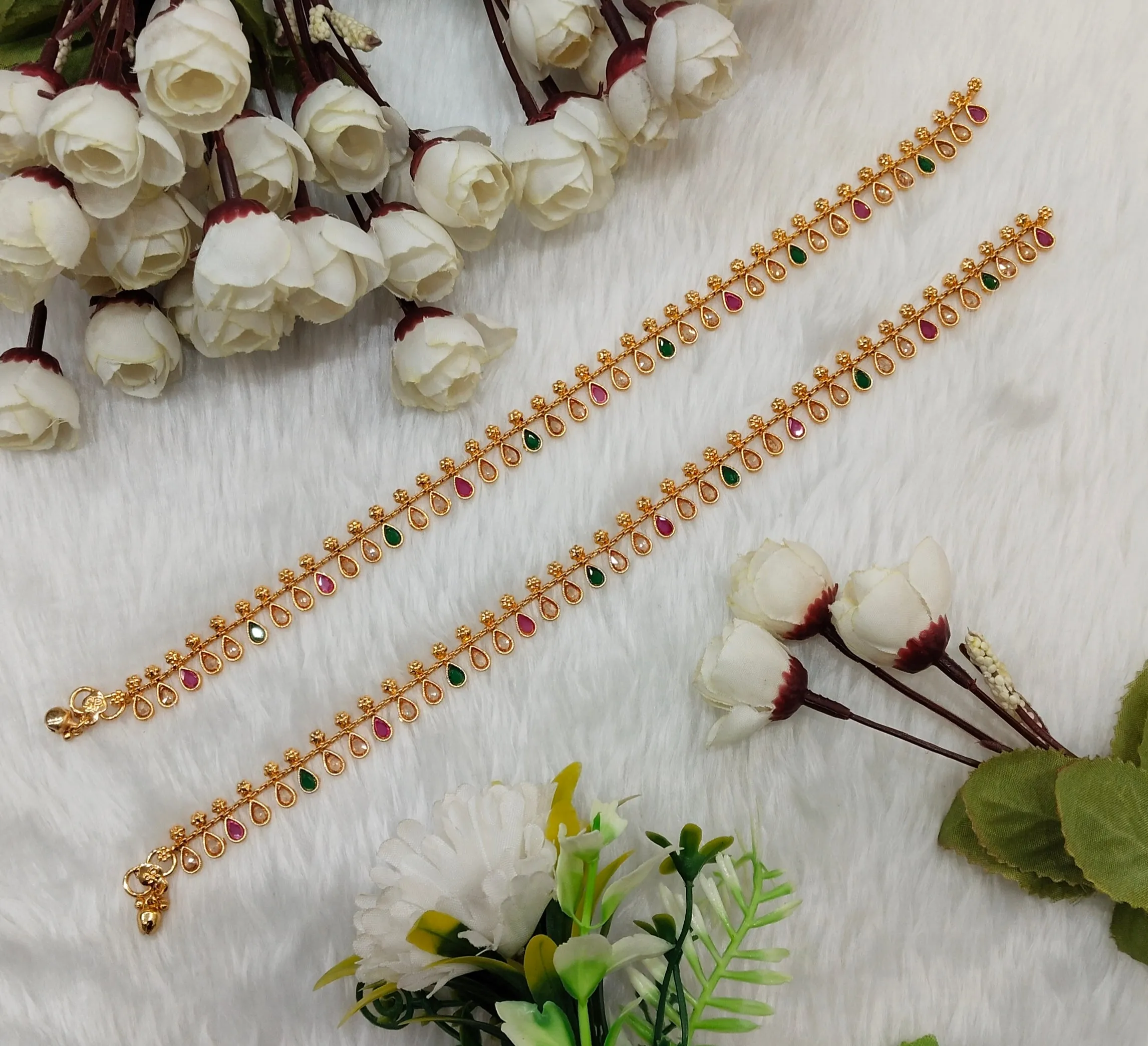 Gold Anklets Jhanjar Payal Indian Jewellery  Set