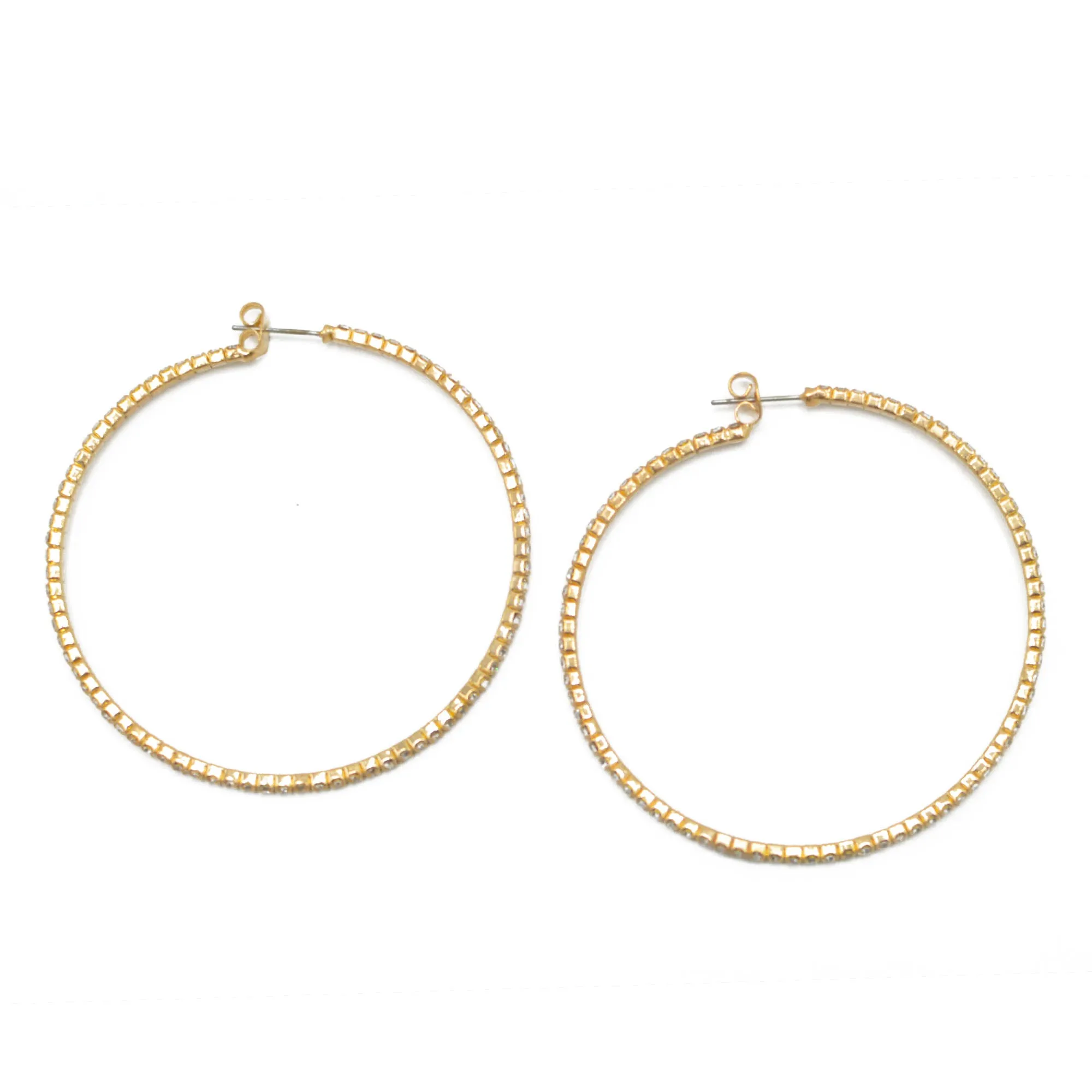 GOLD CRYSTAL RHINESTONE HOOP EARRINGS SET # HNE90639GC(ME5)