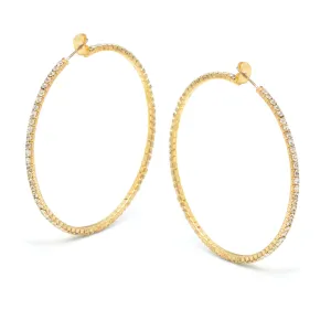 GOLD CRYSTAL RHINESTONE HOOP EARRINGS SET # HNE90639GC(ME5)