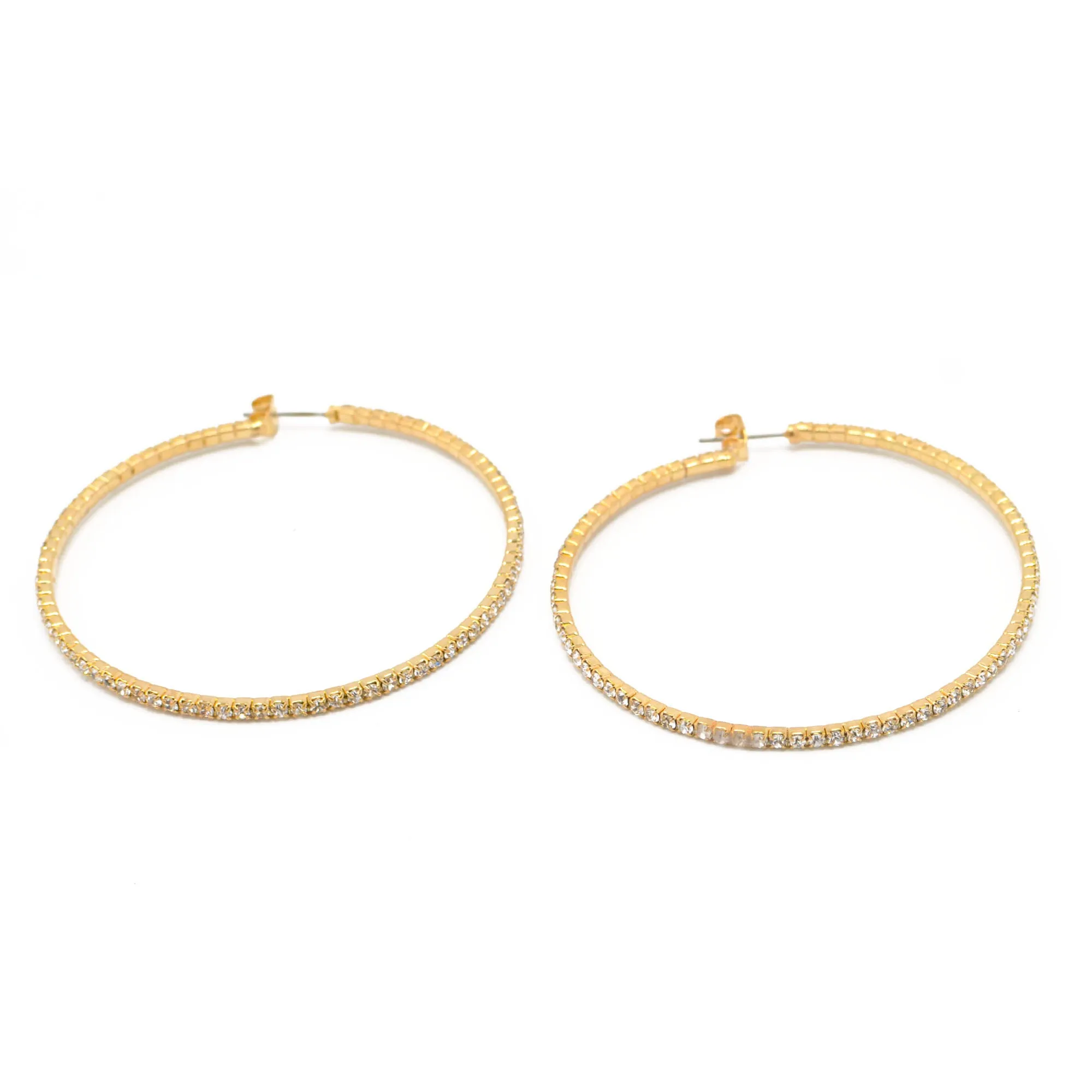 GOLD CRYSTAL RHINESTONE HOOP EARRINGS SET # HNE90639GC(ME5)