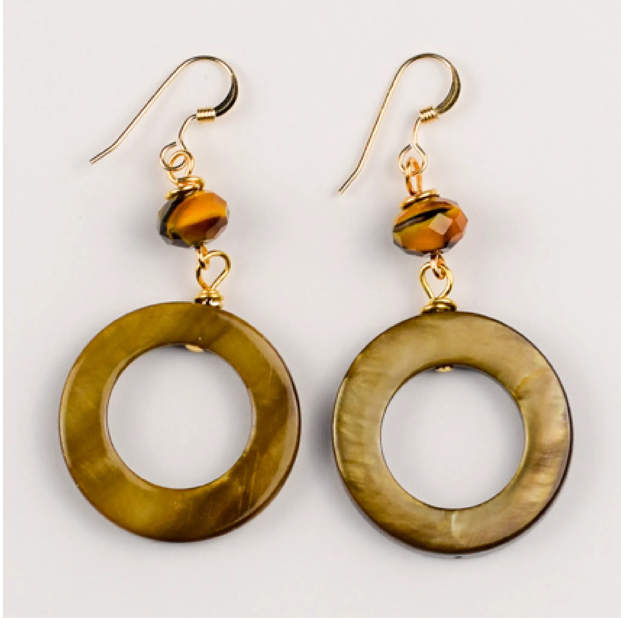 Gold Earrings with Mother of Pearl