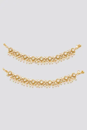 Gold Finish Kundan Polki Anklets