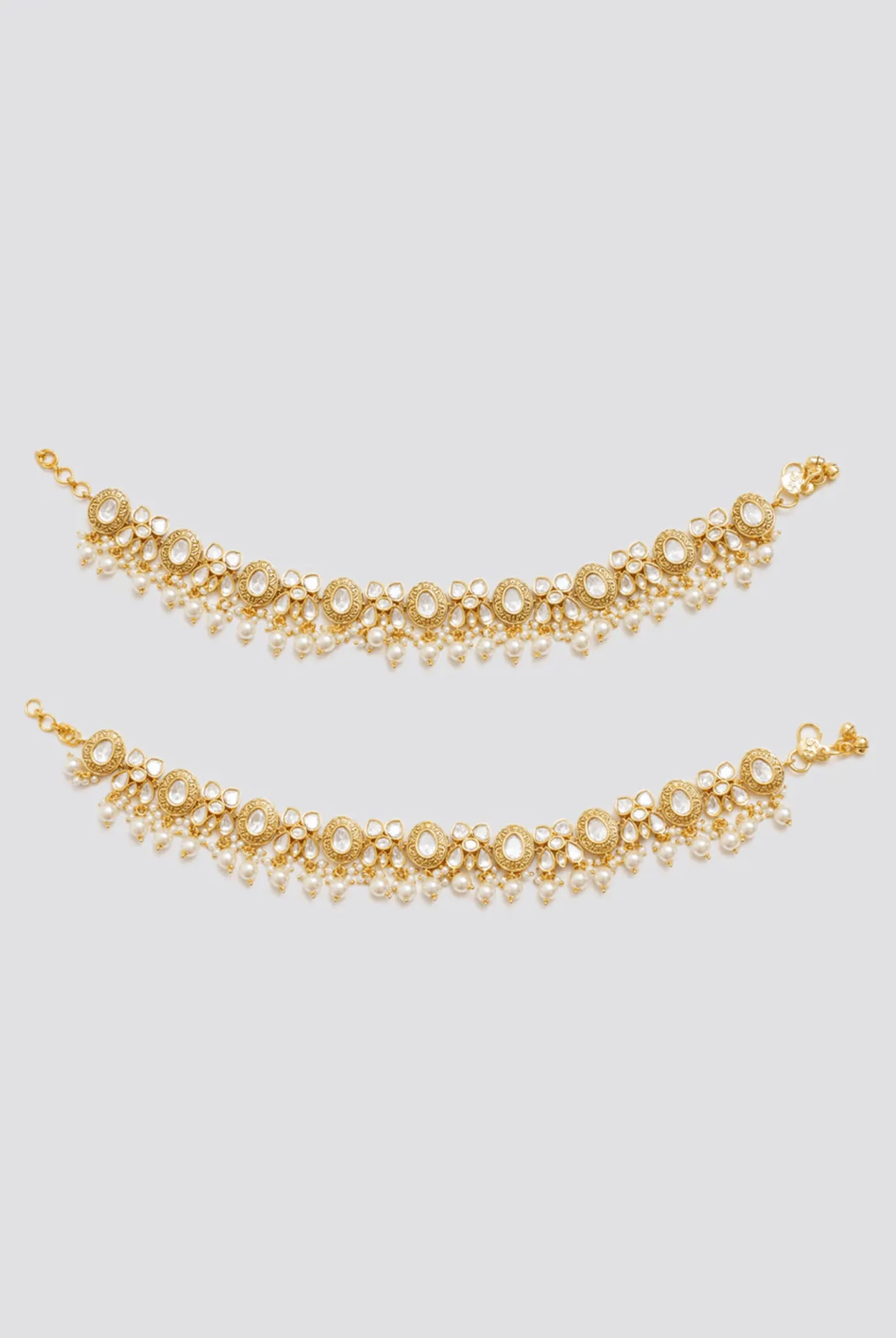 Gold Finish Kundan Polki Anklets