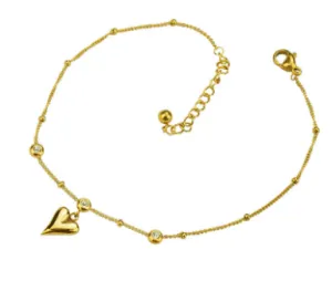 Gold Heart-shaped Adjustable Anklet Stainless Steel