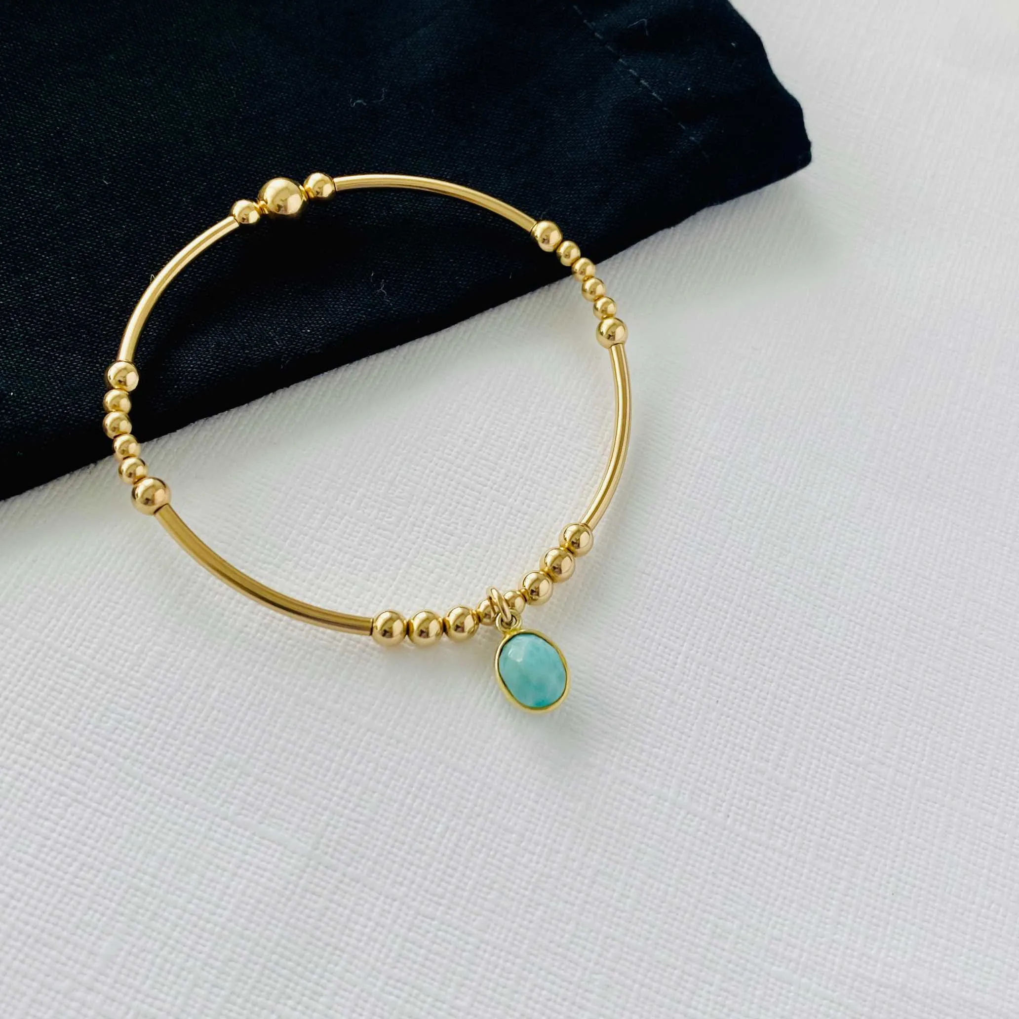 Gold Larimar Gemstone Bracelet