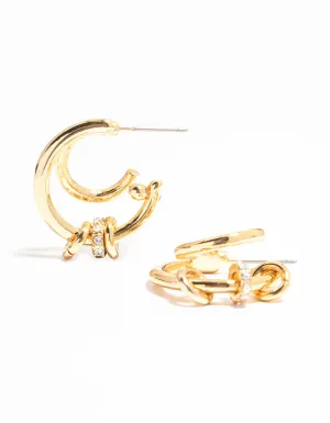 Gold Plated Multi Illusion Ring Hoop Earrings
