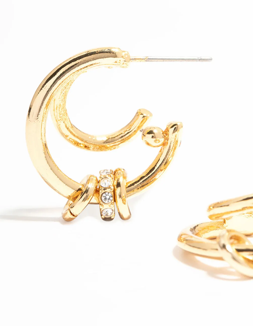 Gold Plated Multi Illusion Ring Hoop Earrings