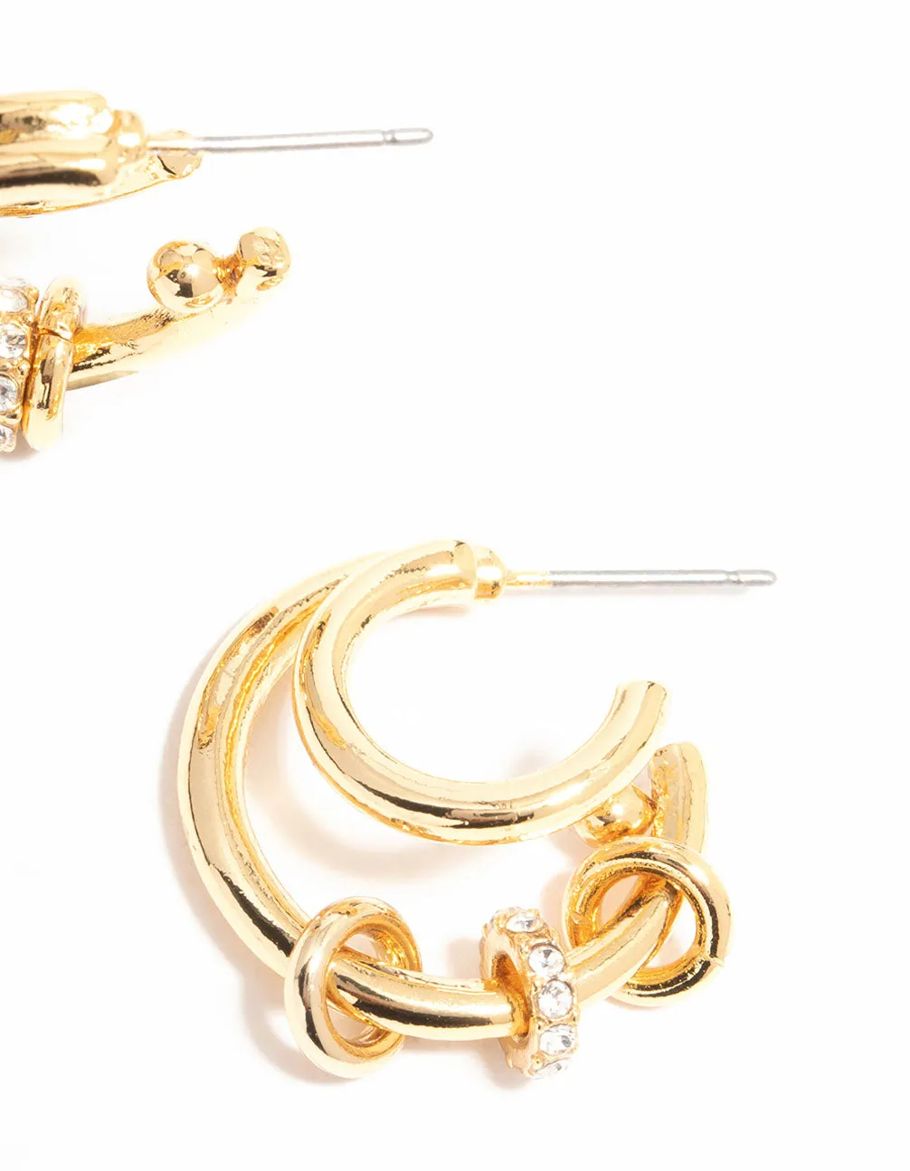 Gold Plated Multi Illusion Ring Hoop Earrings