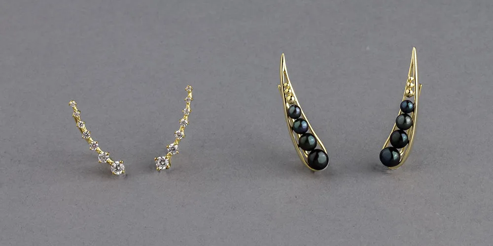 Gold Plated Silver Earrings with 3-5.5mm Button Shape Freshwater Pearl