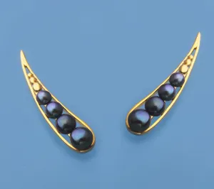 Gold Plated Silver Earrings with 3-5.5mm Button Shape Freshwater Pearl