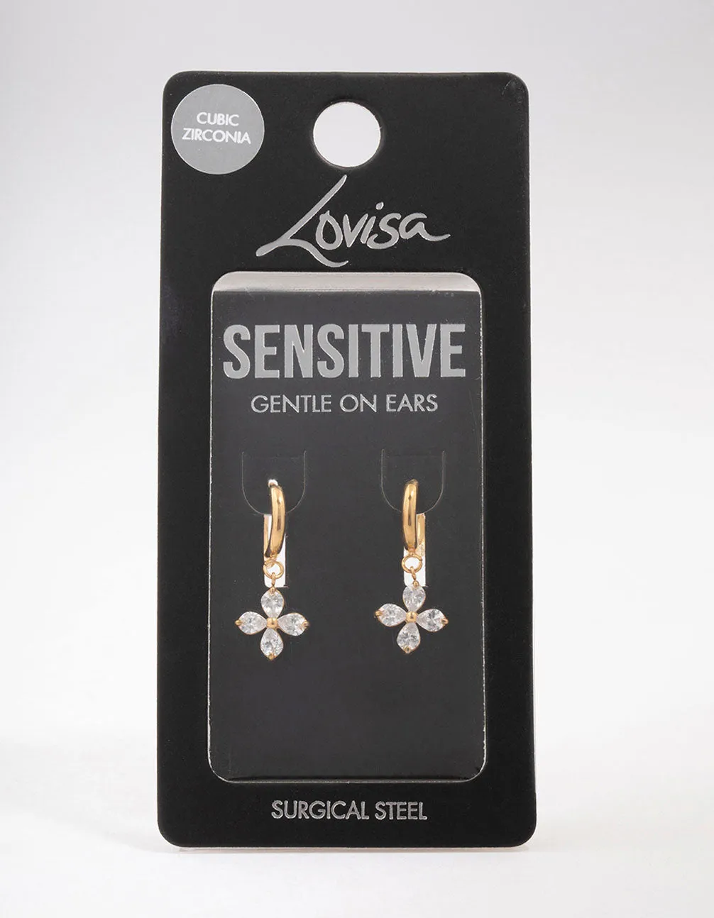 Gold Plated Surgical Steel Flower Huggie Hoop Earrings