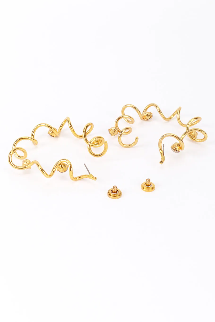 Gold Rhinestone Coil Hoop Earrings