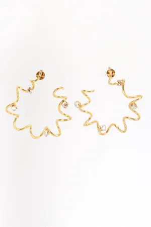 Gold Rhinestone Coil Hoop Earrings