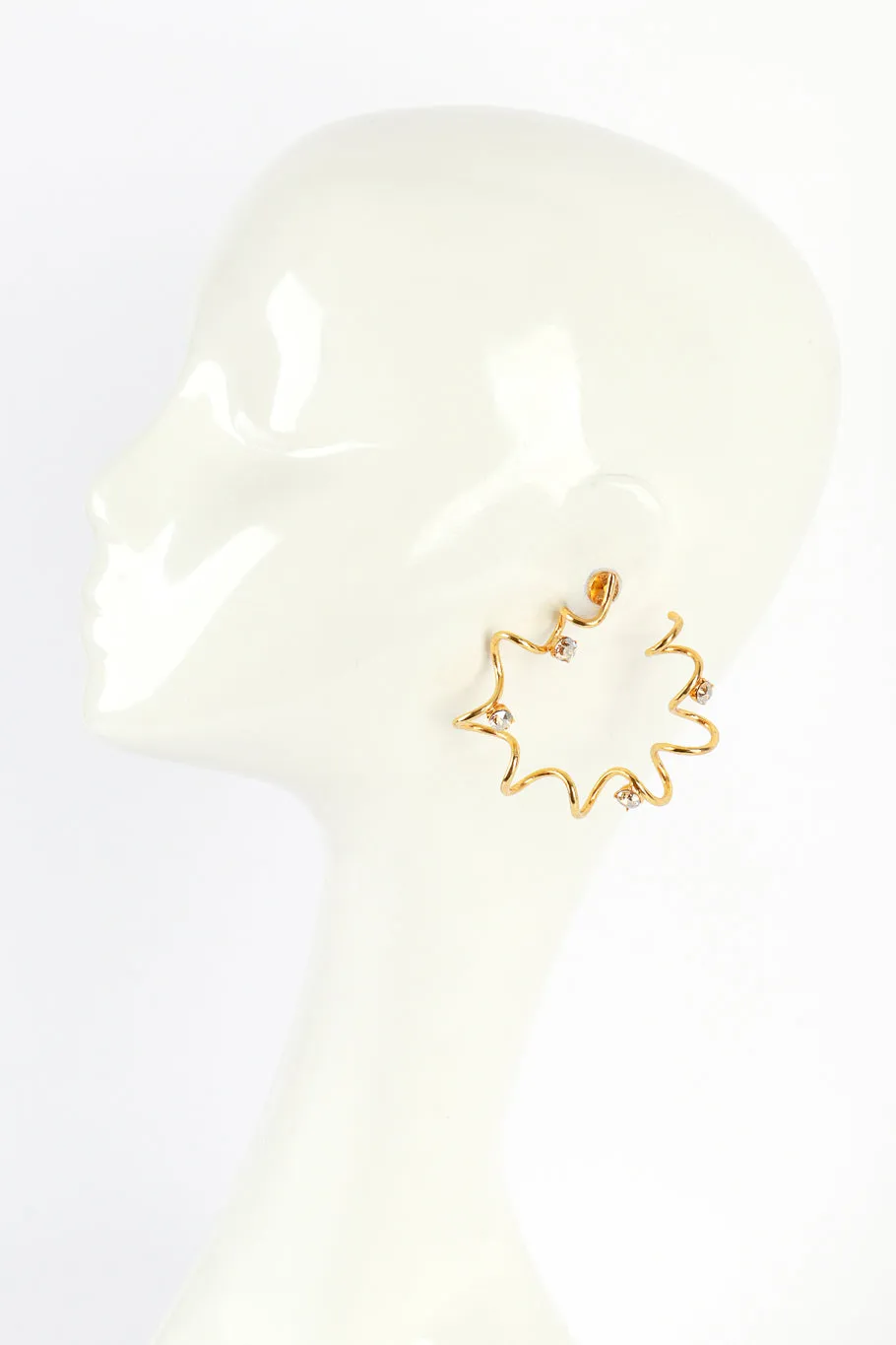 Gold Rhinestone Coil Hoop Earrings
