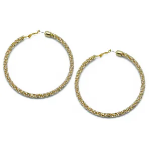 GOLD RHINESTONE WRAPPED HOOP EARRINGS#HNE90638(HE1)
