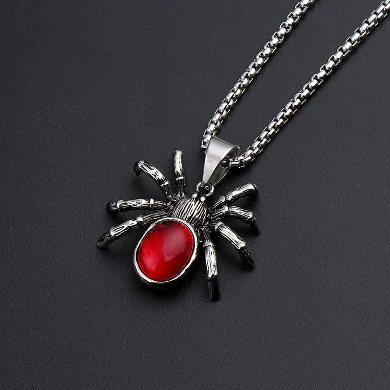 Gothic Red Stone Biker Gothic Necklace