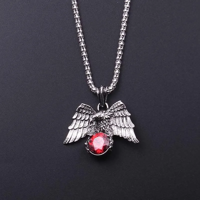 Gothic Red Stone Biker Gothic Necklace