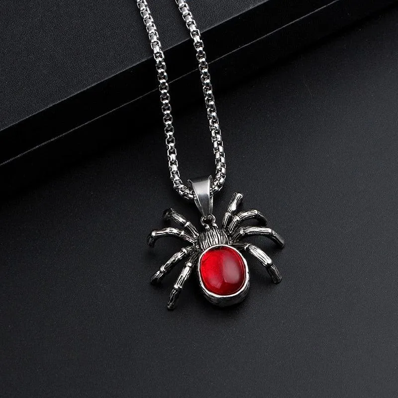 Gothic Red Stone Biker Gothic Necklace