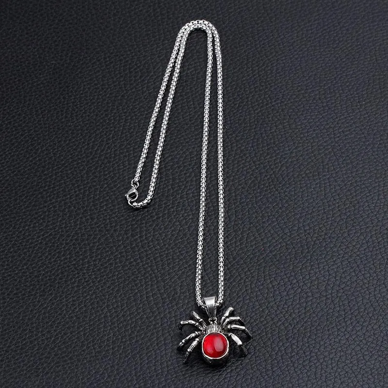 Gothic Red Stone Biker Gothic Necklace