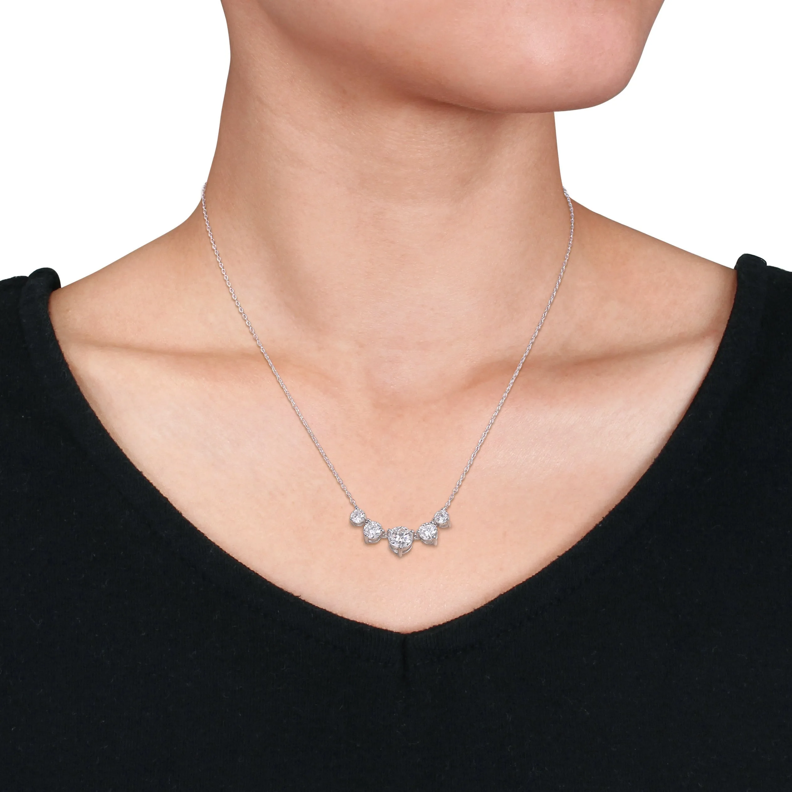 Graduated Moissanite Bar Necklace