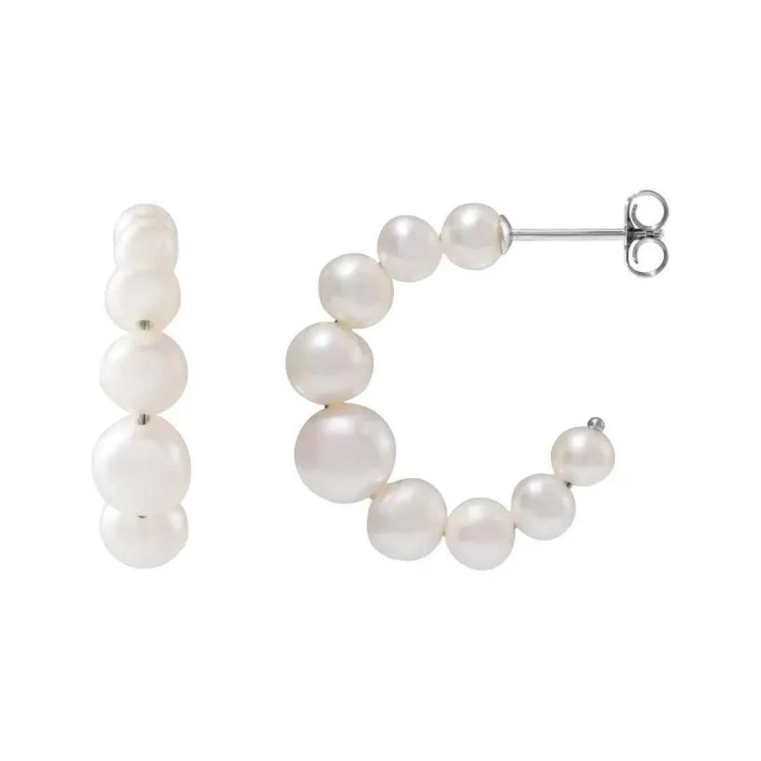 Graduated Pearl Hoops