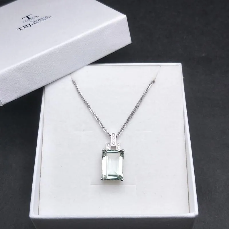 Green Amethyst Gemstone Pendant Necklace