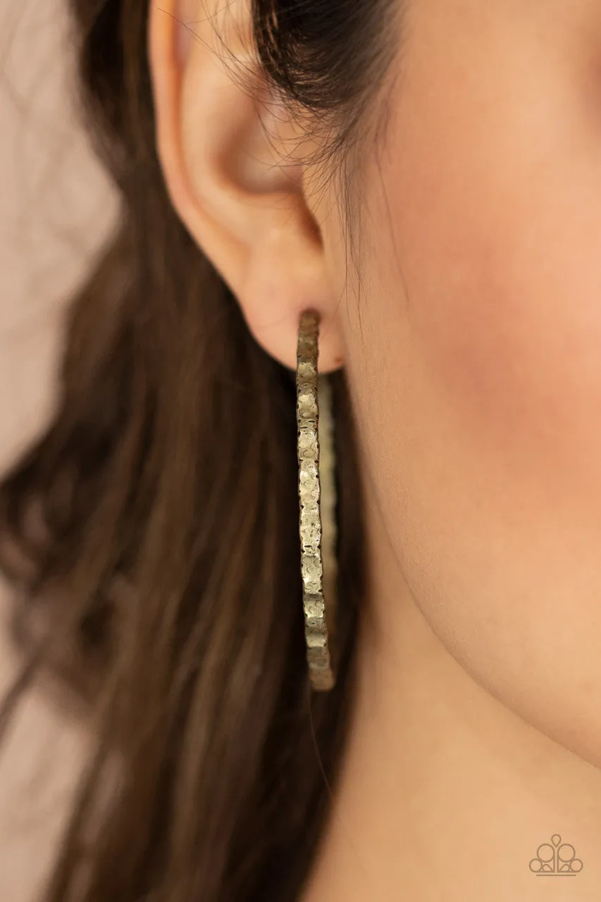 Grungy Grit Brass Paparazzi Earrings