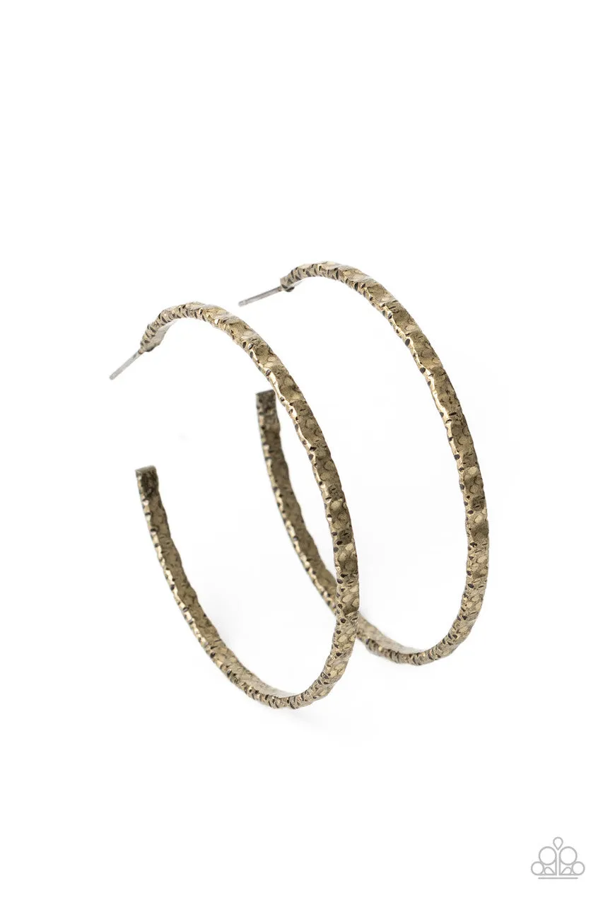 Grungy Grit Brass Paparazzi Earrings