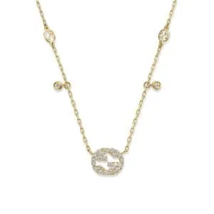 Gucci 18K Yellow Gold Interlock G Diamond Necklace