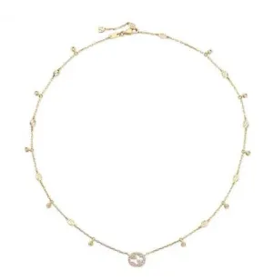 Gucci 18K Yellow Gold Interlock G Diamond Necklace