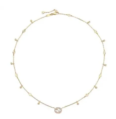 Gucci 18K Yellow Gold Interlock G Diamond Necklace