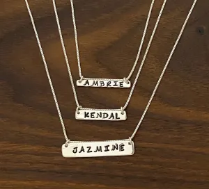 Hand Stamped Bar Necklaces in Sterling Silver