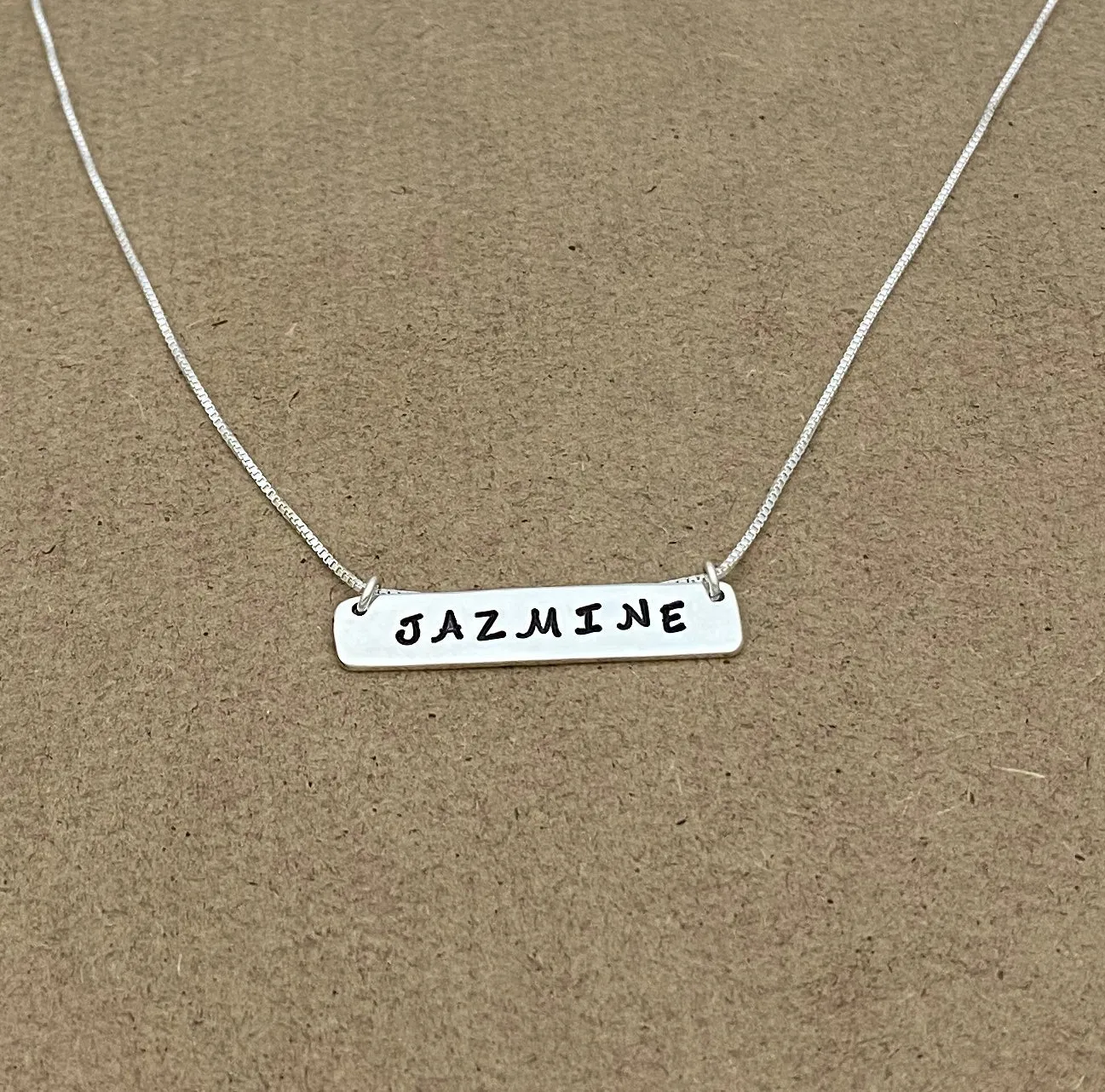 Hand Stamped Bar Necklaces in Sterling Silver