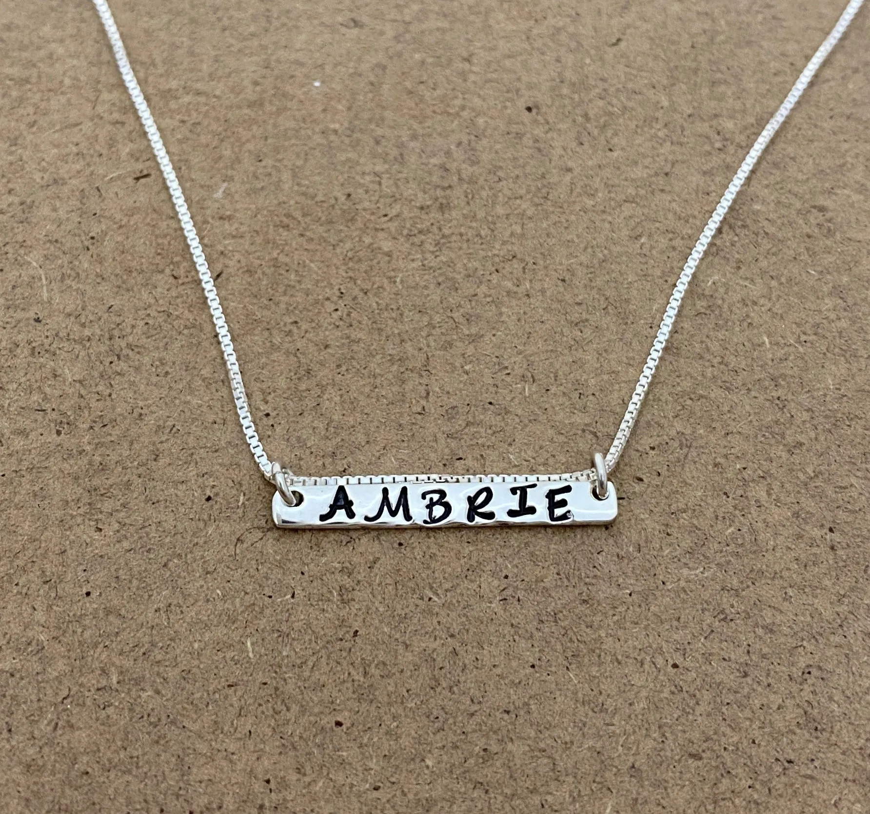 Hand Stamped Bar Necklaces in Sterling Silver