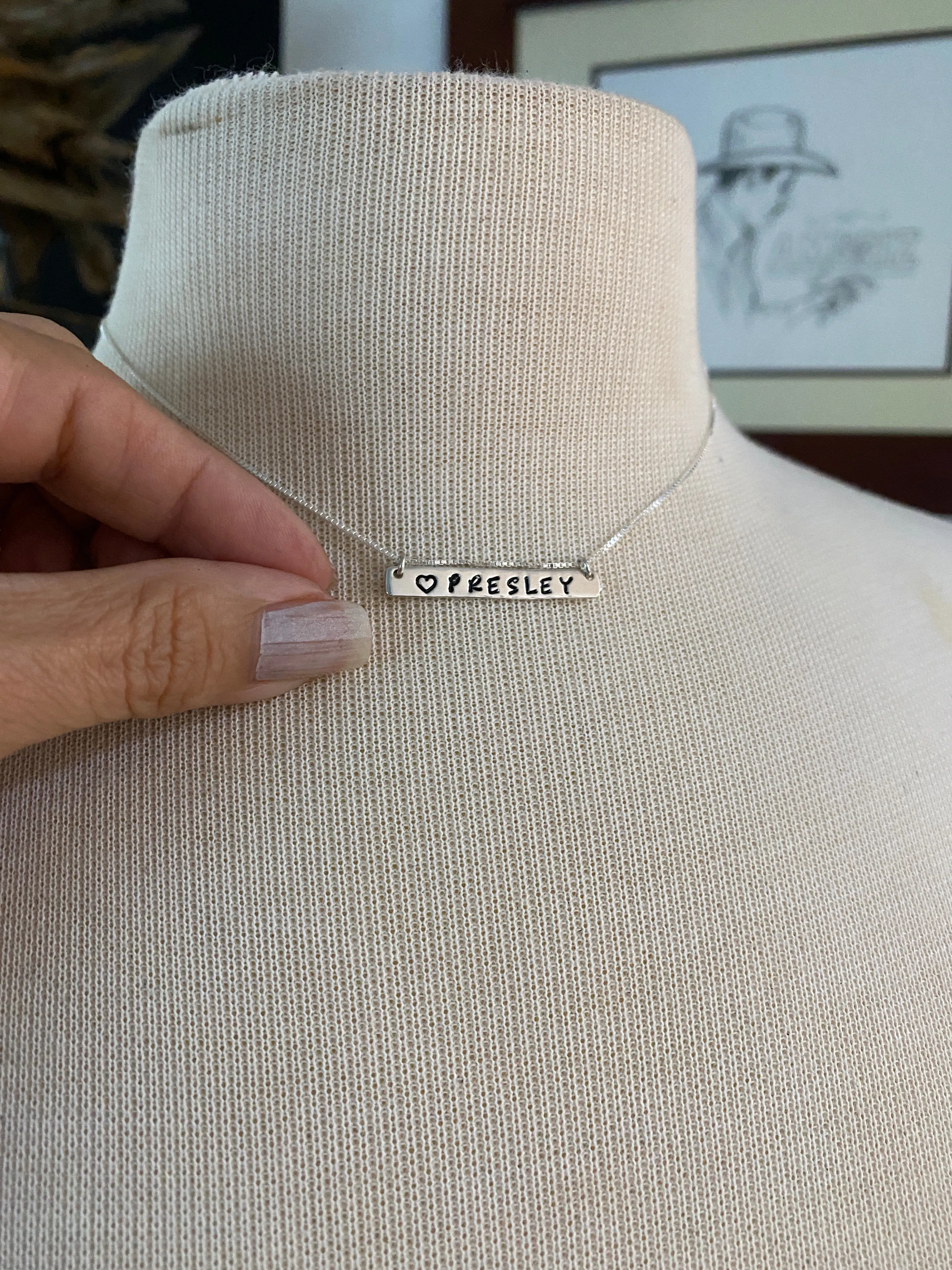 Hand Stamped Bar Necklaces in Sterling Silver