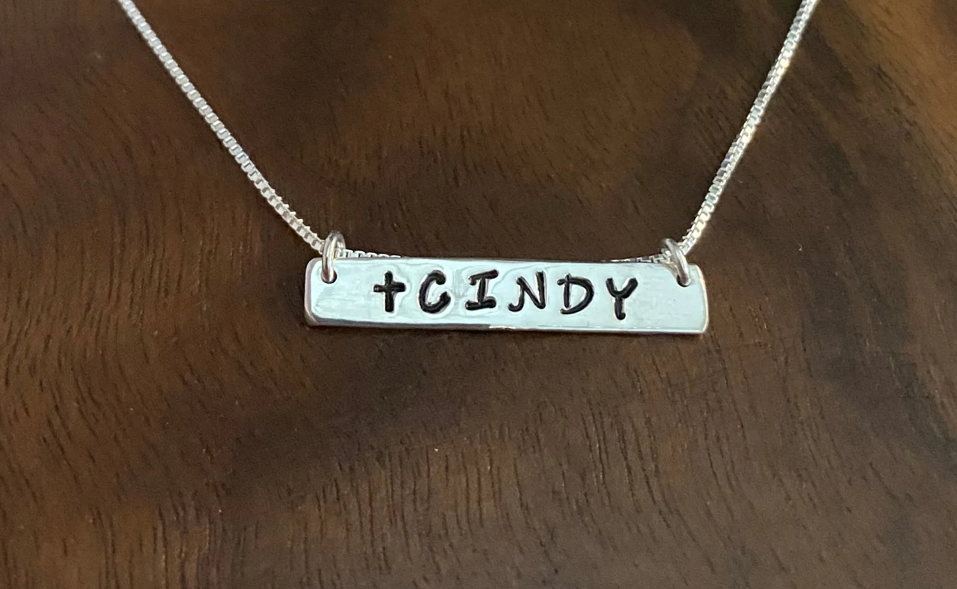 Hand Stamped Bar Necklaces in Sterling Silver