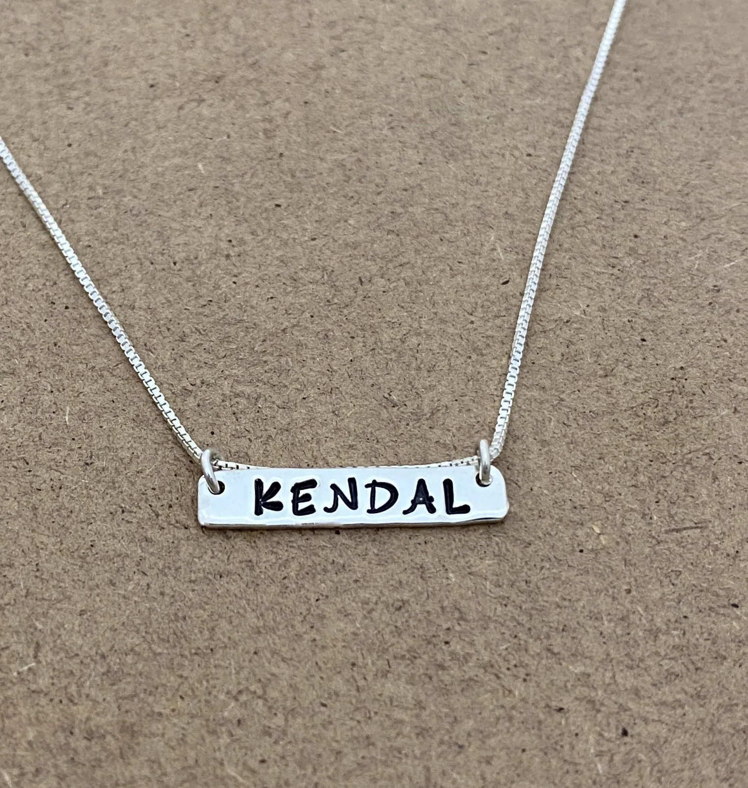 Hand Stamped Bar Necklaces in Sterling Silver