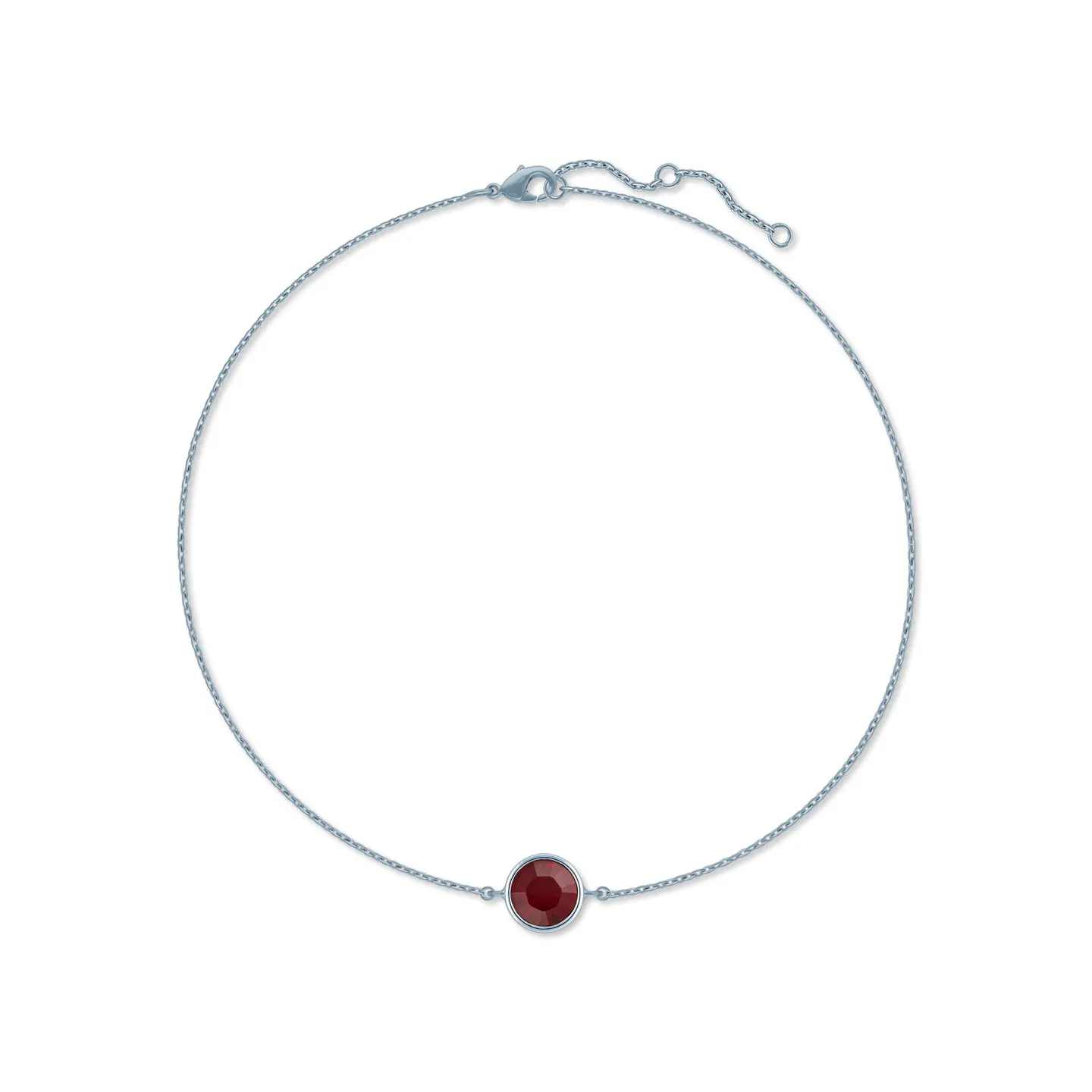 Harley Chain Bracelet with Red Siam Round Crystals from Swarovski Silver Toned Rhodium Plated
