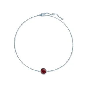 Harley Chain Bracelet with Red Siam Round Crystals from Swarovski Silver Toned Rhodium Plated