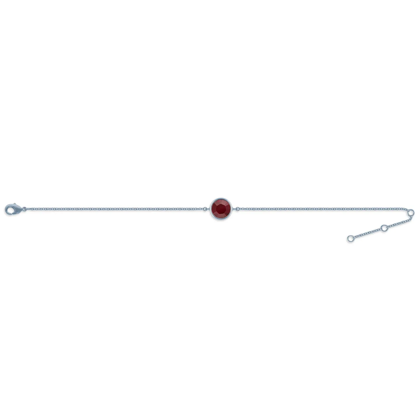 Harley Chain Bracelet with Red Siam Round Crystals from Swarovski Silver Toned Rhodium Plated