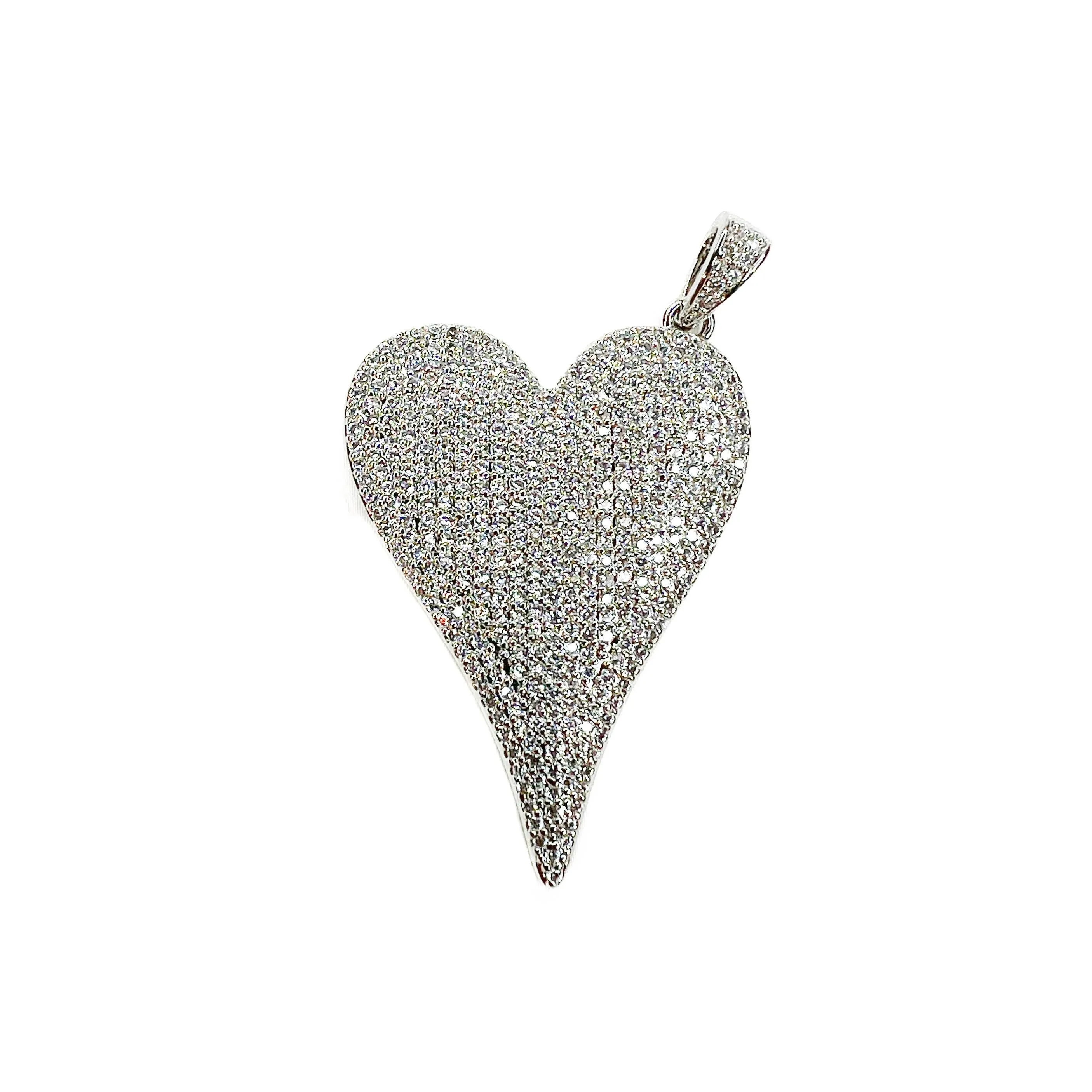 Heart CZ Necklace Charms for Charm Bar: Black CZ