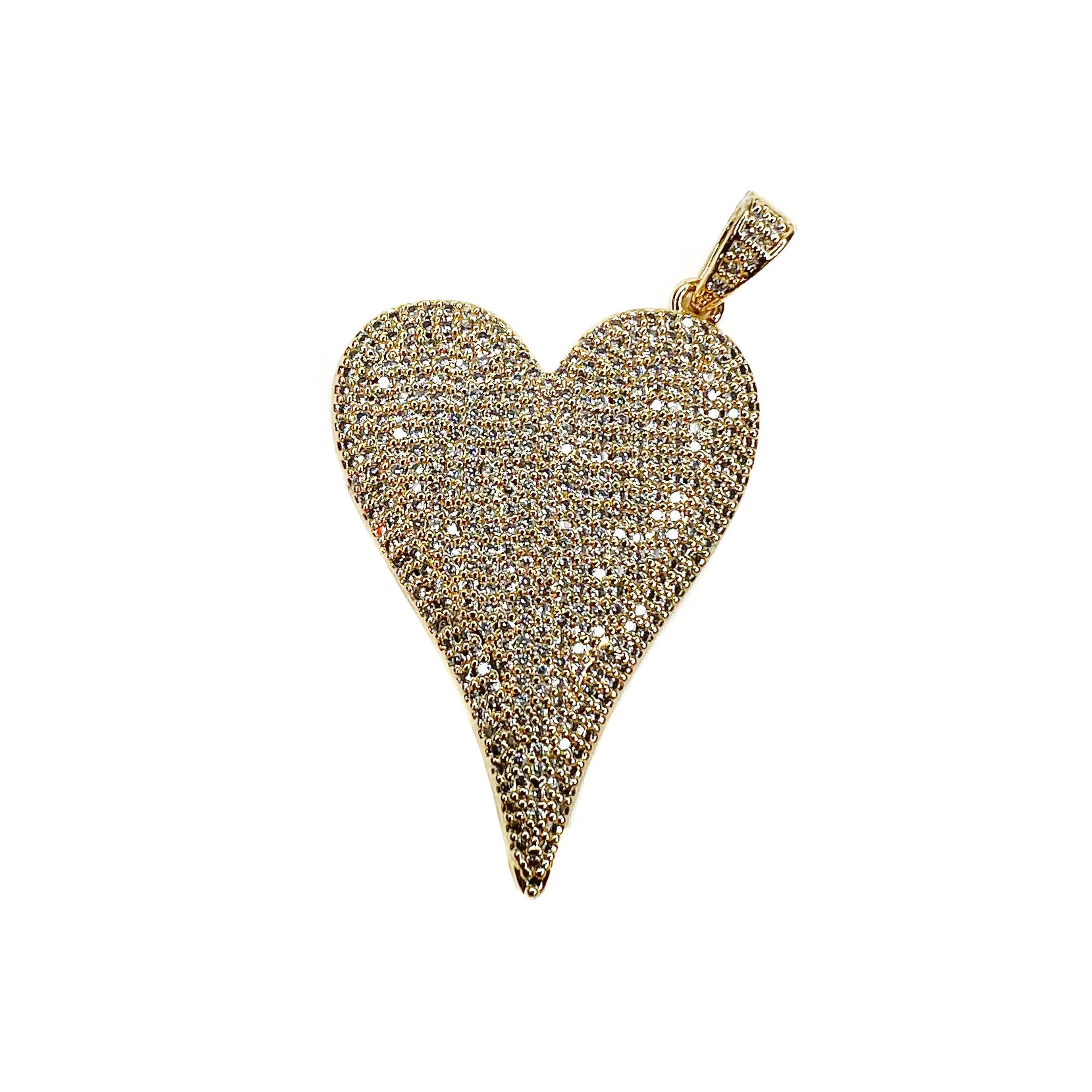 Heart CZ Necklace Charms for Charm Bar: Black CZ