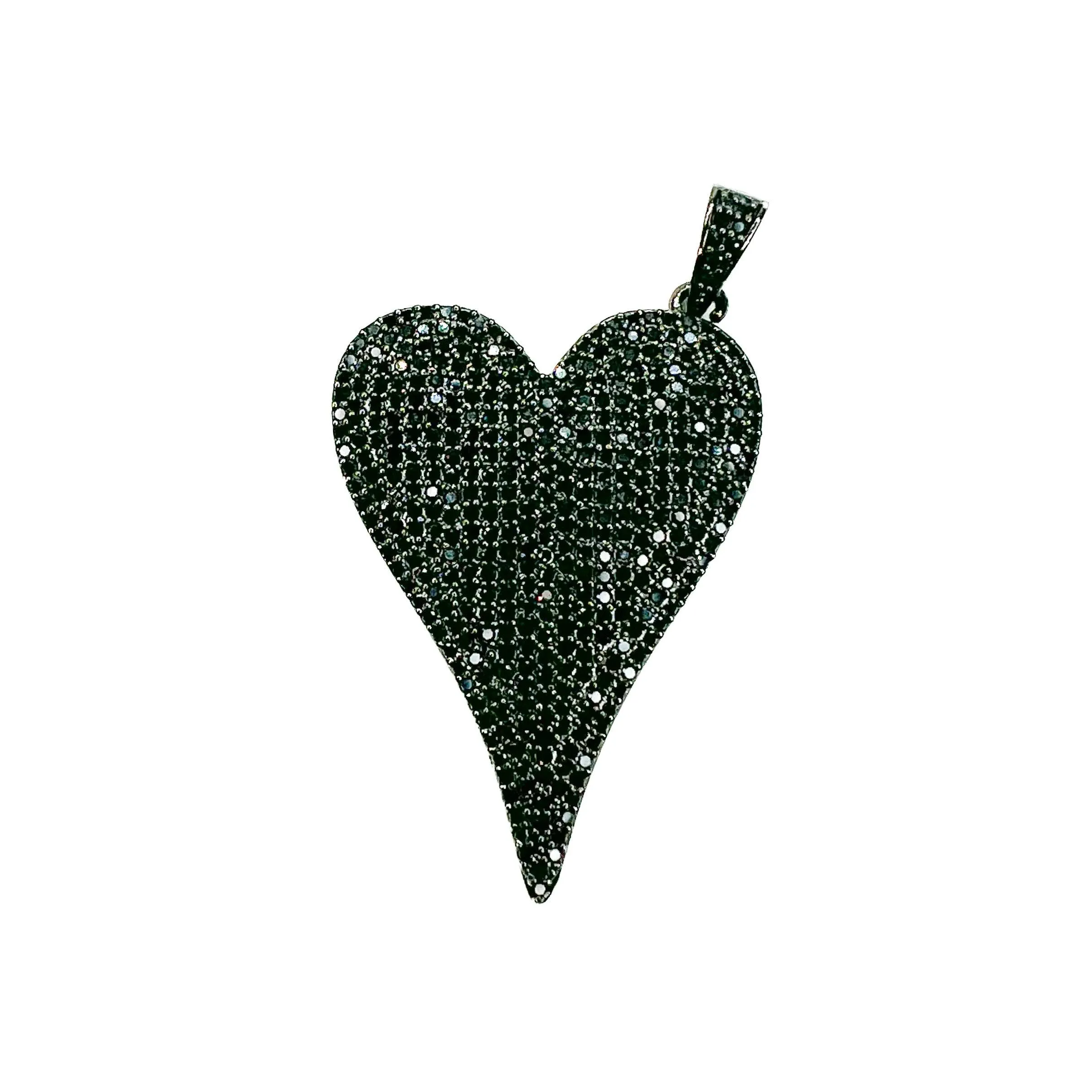 Heart CZ Necklace Charms for Charm Bar: Black CZ